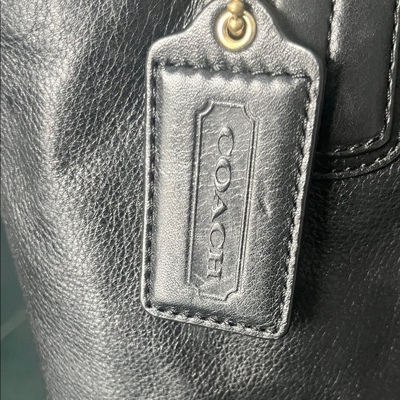 Coach Black Leather Tote with Gold Accents - Picture 2 of 7